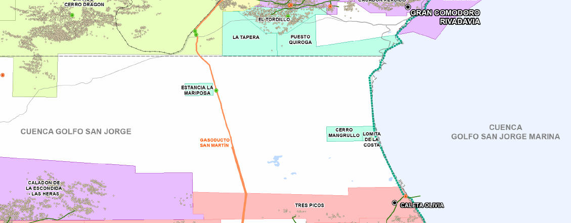 Mapa detalle Cuenca Golfo San Jorge